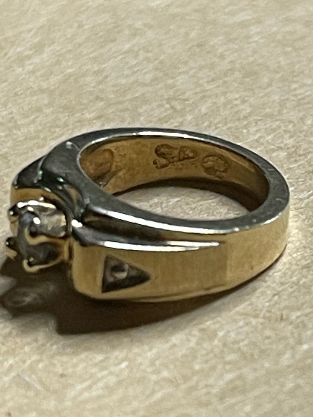 10KT SMALL Charm Size Ring with Diamond Chip. Very cute. See photos. - Picture 2 of 16